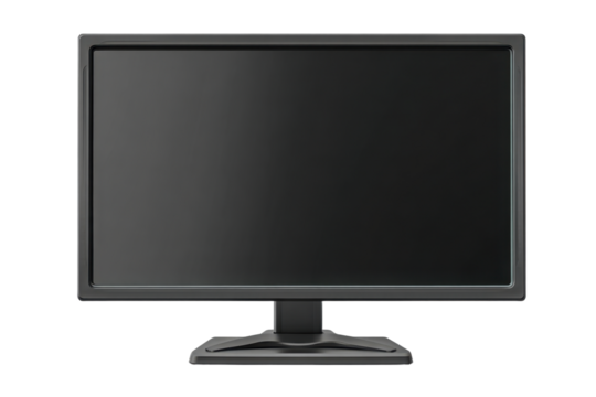 Professional Computer Monitor with Black Screen Display on Transparent Background