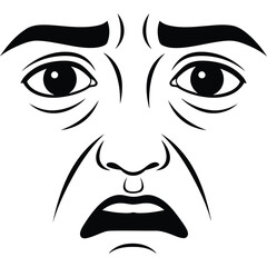 Distorted Face Expression Illustration disgust fear black and white emotion cartoon graphic vector design drawing