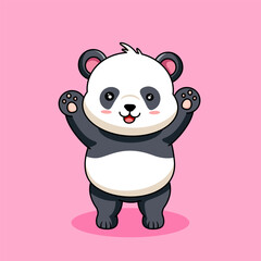 Cute Panda Happy Gesture Vector Illustration Cartoon Design