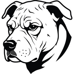 Dog head illustration in black and white animal pet mammal canine portrait face drawing vector domestic breed