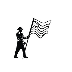  Veteran Soldier with Flag Silhouette