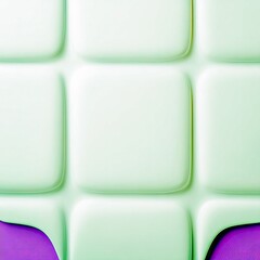 Obraz premium A close-up abstract view of a textured surface with padded squares in light green and a hint of purple.