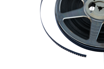 Film reel close-up on transparent background