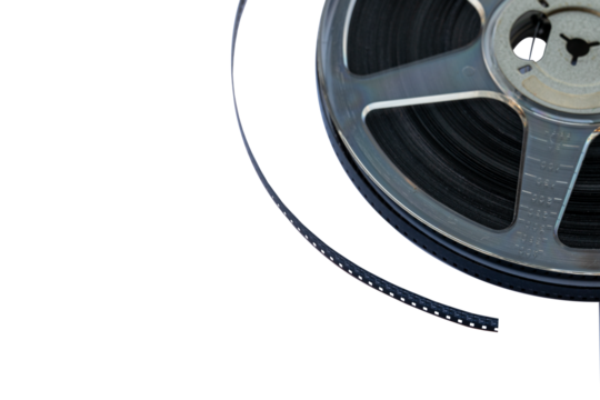 Film reel close-up on transparent background