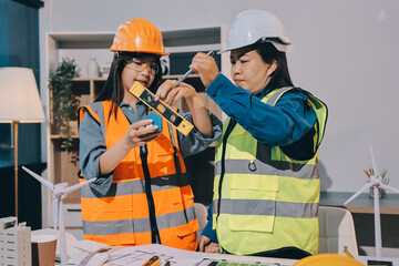 Architects and engineers working collaboratively on construction project