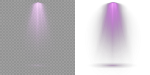 White spotlight beam vector design, realistic soft light cone isolated on transparent background, suitable for product mockup, presentation, or stage highlight. Projection studio lights beam. Scene.