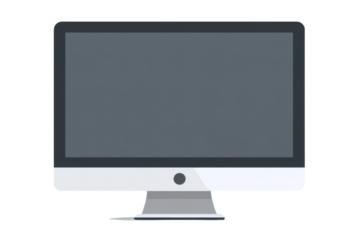 Modern Computer Monitor with Gray Screen on Transparent Background