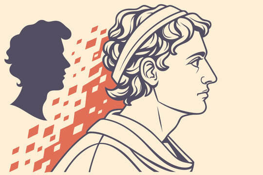 Ancient roman man profile illustration