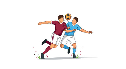 Dynamic soccer players competing for ball, flat design