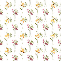 Seamless pattern, floral background with watercolor flower bouquets. Repeat fabric wallpaper print texture. Perfectly for backdrop, wrapped paper.