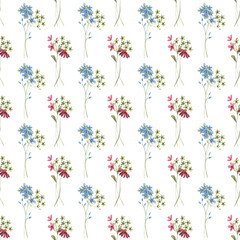 Seamless pattern, floral background with watercolor flower bouquets. Repeat fabric wallpaper print texture. Perfectly for backdrop, wrapped paper.
