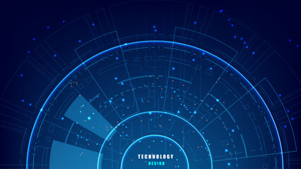 Deep Blue Futuristic HUD Interface and Concentric Rings.eps