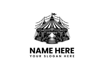 Vintage Circus Tent Vector Logo Illustration with Customization Options - Ideal for Branding 31