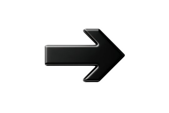 Right Arrow with Highlighted Edges on Transparent Backdrop