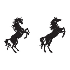 Black and White Vector Graphic Design of a Standing Horse Silhouette