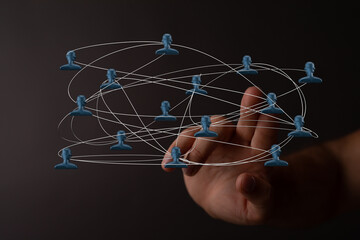 Abstract image representing a digital network, connections, and communication. Concept of teamwork, social media, and online relationships in bu