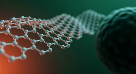 Abstract 3D illustration of a graphene structure with a dark background