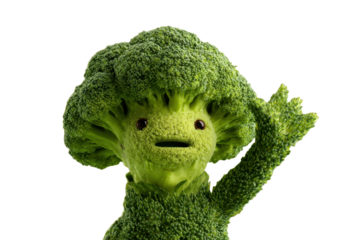 Funny broccoli character isolated on transparent background