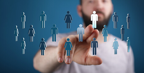 Concept of business people, network and recruitment. Human resources and teamwork concept.