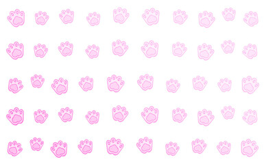 Pink watercolor paw print horizontal pattern