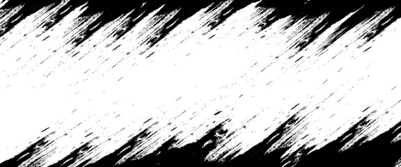 Vector grunge brush strokes texture rough black scratches for paint splatter template. Black and white grunge frame.  © Kohinur