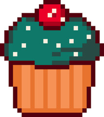 Pixel art Christmas Treats Christmas cupcake Icon