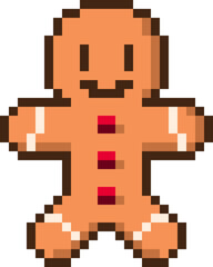 Pixel art Christmas Treats Gingerbread man Icon