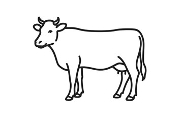 Stylized black standing cow or cattle farm animal symbol for dairy production