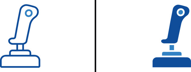 Joystick Icons: A set of joystick icons, presented in both outline and filled styles, perfect for design and technological concepts. © The GFX