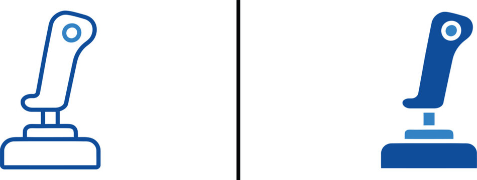 Joystick Icons: A set of joystick icons, presented in both outline and filled styles, perfect for design and technological concepts.