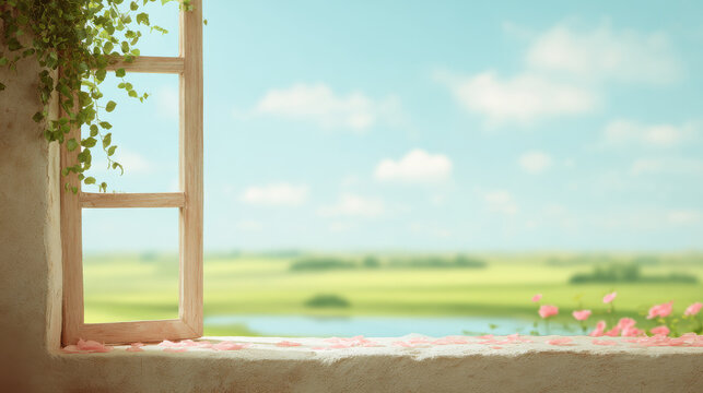 cozy home window adorned with augmented reality decorations and text that enhances view