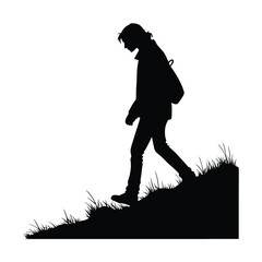 Hiker on Grassy Hill