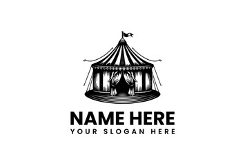 Circus Tent Vector Logo Illustration Vintage Carnival Design