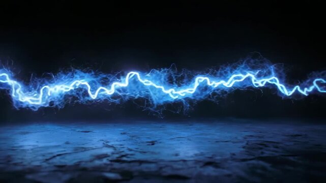 Powerful blue lightning effect on dark background with glowing details