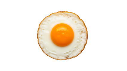 Studio Shot of Golden Fried Egg with Bright Yellow Yolk on Transparent Background