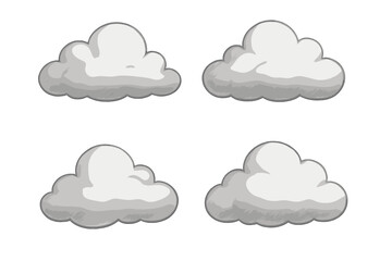 Stylized fluffy cumulus clouds with soft textured gray and white design