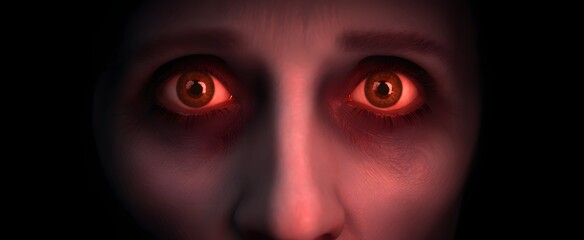 Naklejka premium The scary face grins like a ghost’s wink with glowing eyes shining bright.