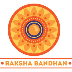 Ornamental Raksha Bandhan circle design with intricate patterns in orange and yellow hues on a transparent background symbolizing tradition and celebration