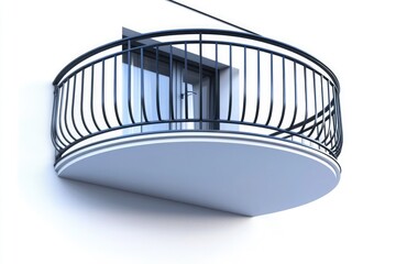 3d render round balcony railing isolated on pastel background for architecture and exterior design use