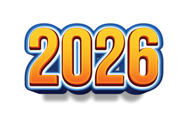 Vibrant and playful 3d rendering of the year 2026, perfect for new year celebrations and futurethemed designs