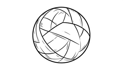 Abstract sphere of interconnected lines creating a woven pattern, depicted in black and white with sketch-like details