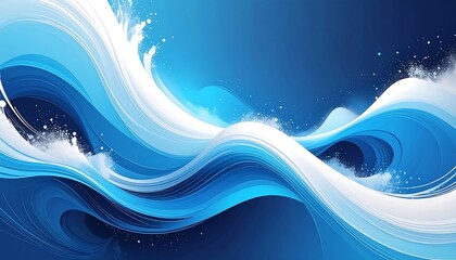 Abstract stylized ocean wave illustration in varying shades of blue and white