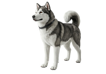 Majestic Alaskan Malamute dog PNG isolated on transparent backdrop, beautiful canine companion with striking markings and fluffy tail © Marie