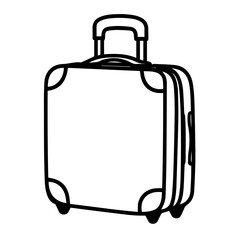 Simple black outline of a suitcase with wheels and handle
