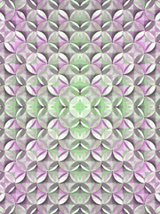 An abstract 3D background with a kaleidoscopic pattern of overlapping circles