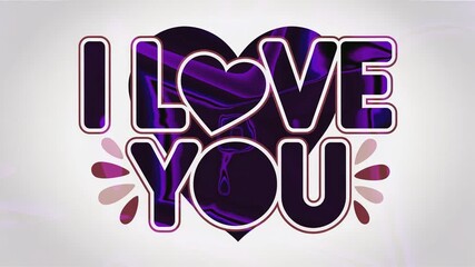 Colorful heart graphic featuring loving words in a vibrant looped design for screensaver use