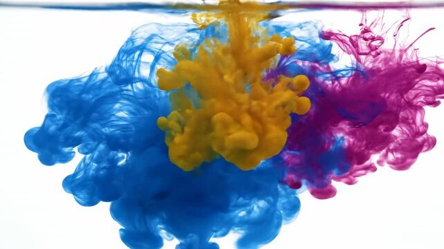 Blue and yellow abstract watercolor paint texture with artistic splash design on paper
