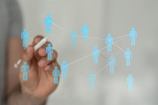 Abstract image showing networking, communication, teamwork, and connectivity in digital world of business and t