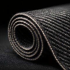 Fototapeta premium closeup of rolled dark gray textured fabric