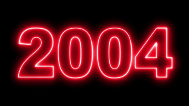 2004 Happy new year 2004 neon animated background greetings happy new year 2004 fireworks neon text . Represents New Year's Eve, celebration, Christmas, countdown, and future concepts.